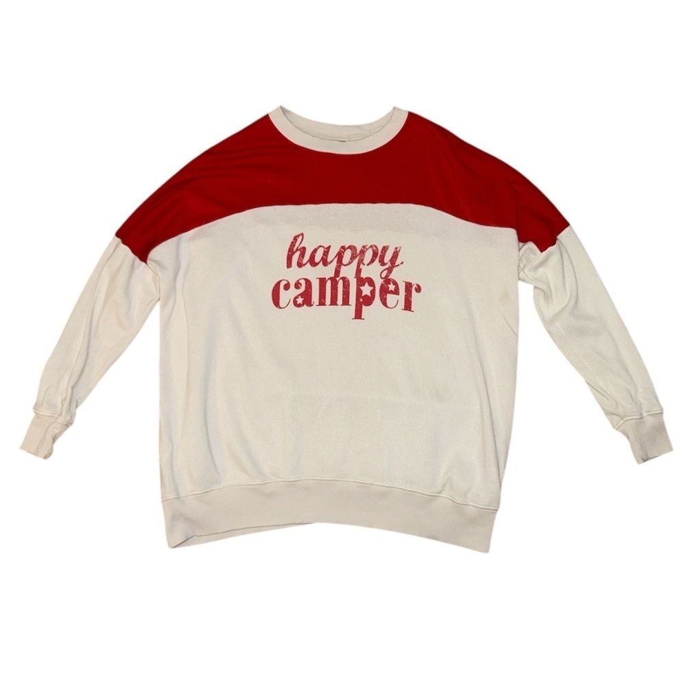 Aerie happy camper red white oversized pullover women's size women’s size small